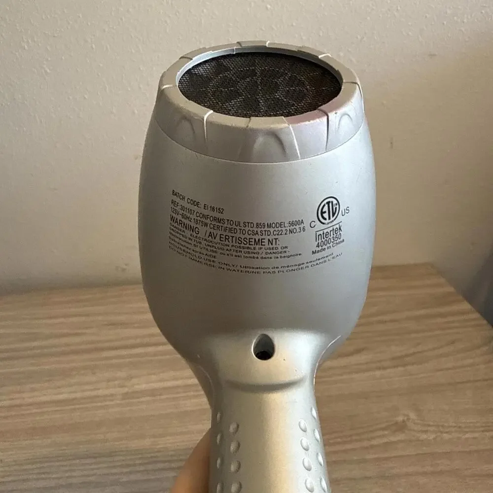 Ion Whisper Quiet Lite 5600A Silver Electric 1875W Ionic Ceramic‎ Hair Dryer